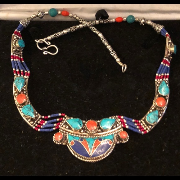 Jewelry - Beautiful Tibetan Necklace-Lapis Turquoise & Coral
